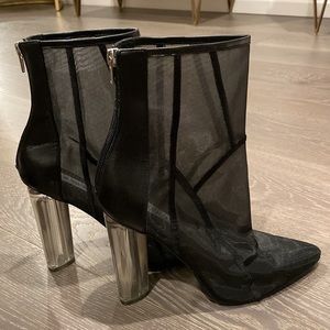 Mesh Acrylic Heeled Booties